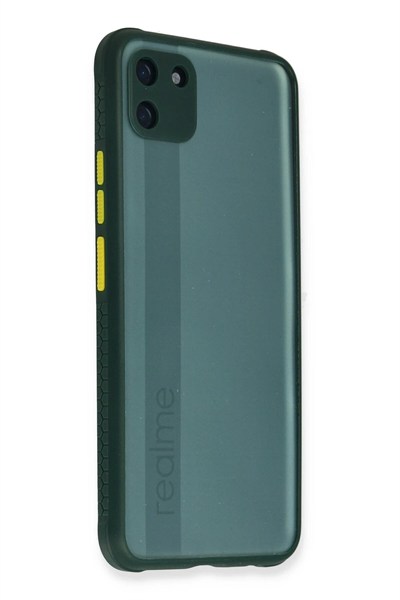 Mey İthalat®  Realme C11 Kılıf Miami Şeffaf Silikon - Koyu Yeşil