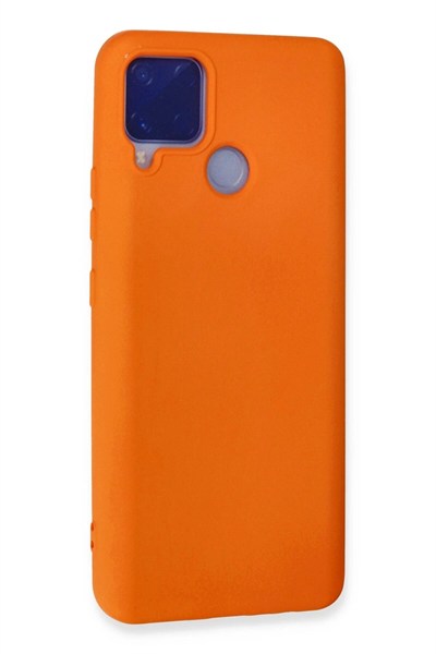 Mey İthalat®  Realme C15 Kılıf Nano içi Kadife Silikon - Turuncu