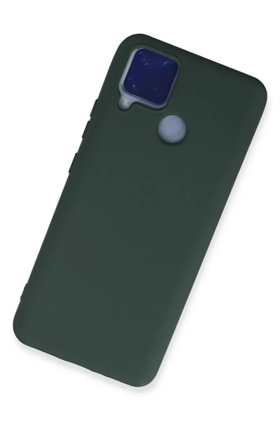 Mey İthalat®  Realme C15 Kılıf Nano içi Kadife Silikon - Koyu Yeşil