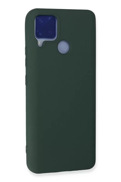 Mey İthalat®  Realme C15 Kılıf Nano içi Kadife Silikon - Koyu Yeşil