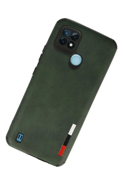 Mey İthalat®  Realme C21 Kılıf Loop Deri Silikon - Yeşil
