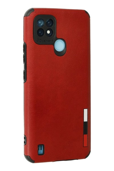 Mey İthalat®  Realme C21 Kılıf Loop Deri Silikon - Kırmızı