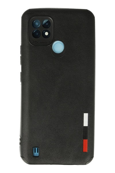 Mey İthalat®  Realme C21 Kılıf Loop Deri Silikon - Siyah