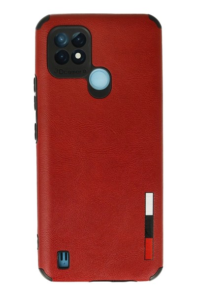 Mey İthalat®  Realme C21 Kılıf Loop Deri Silikon - Kırmızı
