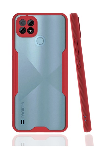 Mey İthalat®  Realme C21 Kılıf Platin Silikon - Kırmızı