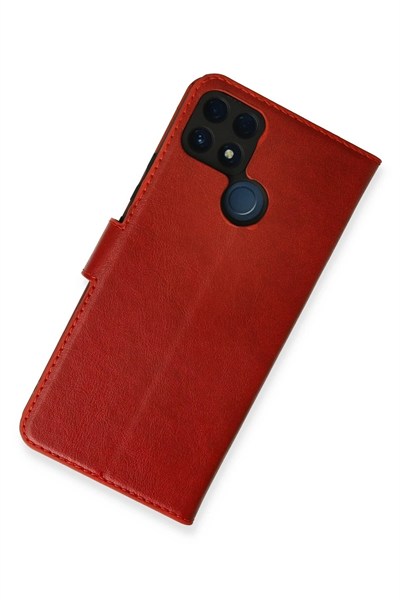 Mey İthalat®  Realme C25 Kılıf Trend S Plus Kapaklı Kılıf - Kırmızı