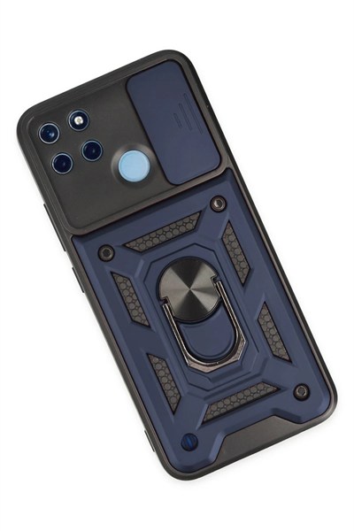 Mey İthalat®  Realme C25Y Kılıf Pars Lens Yüzüklü Silikon - Lacivert