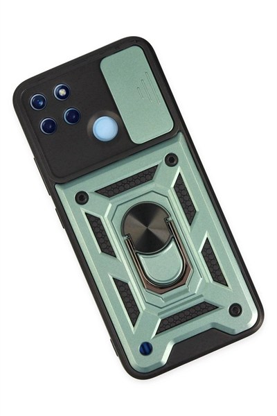Mey İthalat®  Realme C25Y Kılıf Pars Lens Yüzüklü Silikon - Yeşil