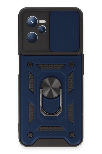 Mey İthalat®  Realme C35 Kılıf Pars Lens Yüzüklü Silikon - Lacivert
