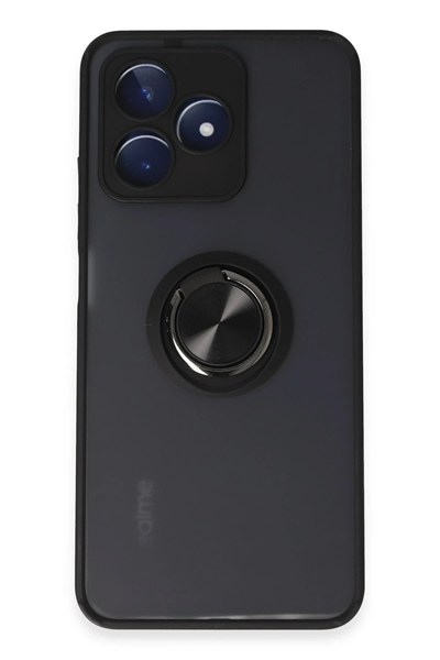 Mey İthalat®  Realme C53 Kılıf Montreal Yüzüklü Silikon Kapak - Siyah
