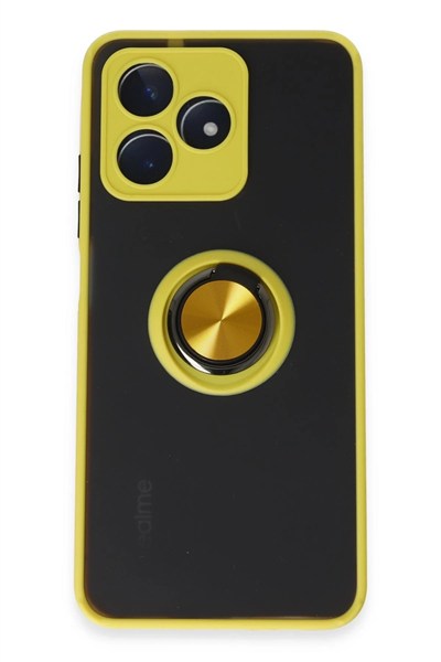 Mey İthalat®  Realme C53 Kılıf Montreal Yüzüklü Silikon Kapak - Sarı