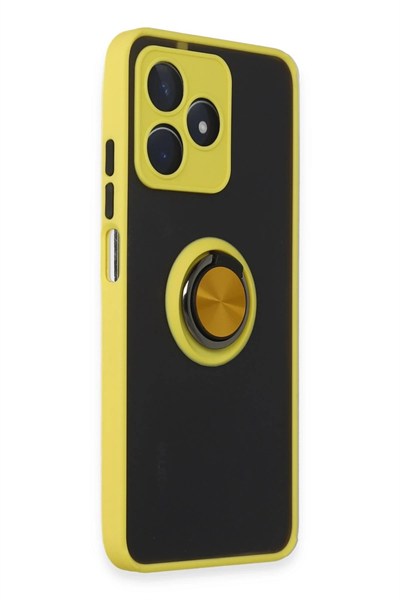 Mey İthalat®  Realme C53 Kılıf Montreal Yüzüklü Silikon Kapak - Sarı