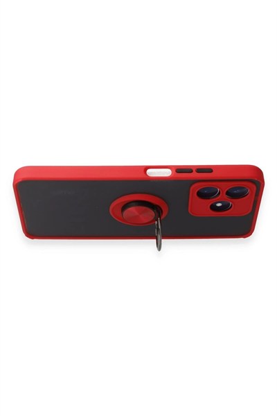 Mey İthalat®  Realme C53 Kılıf Montreal Yüzüklü Silikon Kapak - Kırmızı