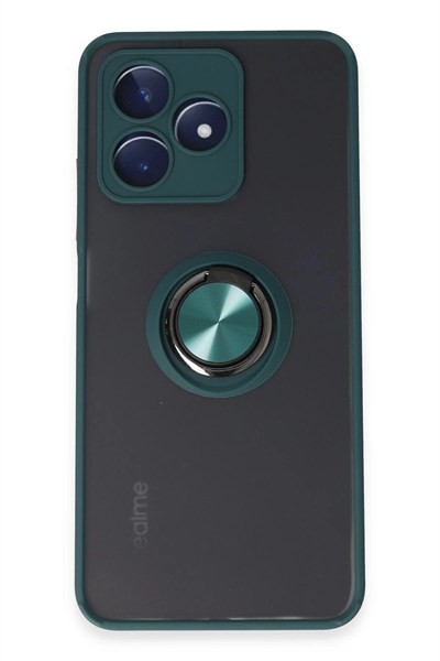 Mey İthalat®  Realme C53 Kılıf Montreal Yüzüklü Silikon Kapak - Yeşil