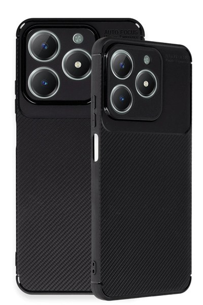 Mey İthalat®  Realme C61 Kılıf Auto Focus Karbon Kapak - Siyah