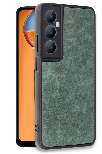 Mey İthalat®  Realme C65 Kılıf Aras Deri Kapak - Koyu Yeşil