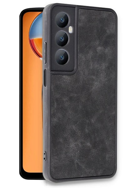 Mey İthalat®  Realme C65 Kılıf Aras Deri Kapak - Siyah