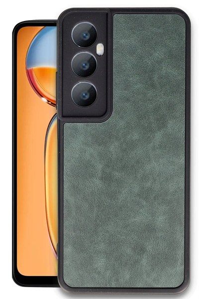 Mey İthalat®  Realme C65 Kılıf Aras Deri Kapak - Koyu Yeşil