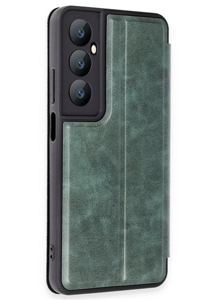 Mey İthalat®  Realme C65 Kılıf Flip Cover - Koyu Yeşil