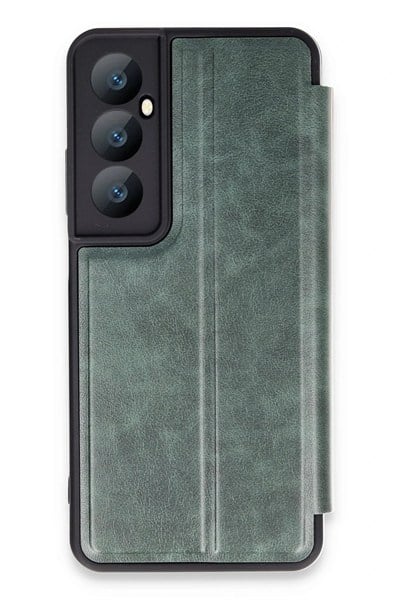 Mey İthalat®  Realme C65 Kılıf Flip Cover - Koyu Yeşil