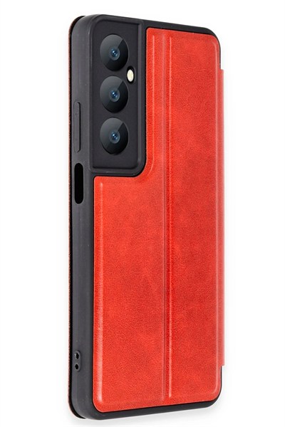 Mey İthalat®  Realme C65 Kılıf Flip Cover - Kırmızı