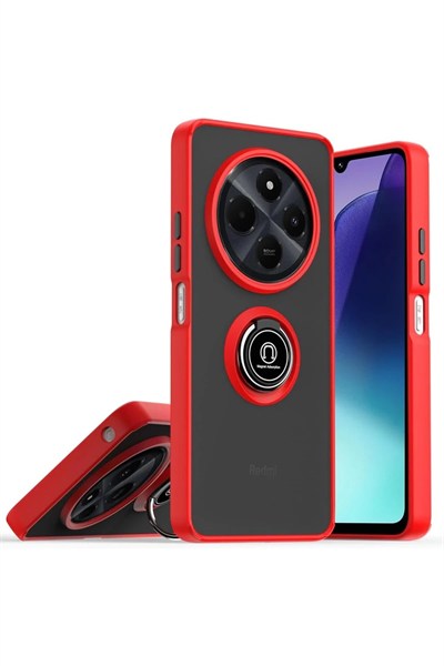 Mey İthalat®  Realme C75 4G Kılıf Montreal Yüzüklü Silikon Kapak - Kırmızı