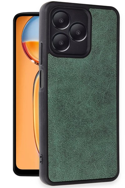 Mey İthalat®  Realme Note 50 4G Kılıf Aras Deri Kapak - Koyu Yeşil