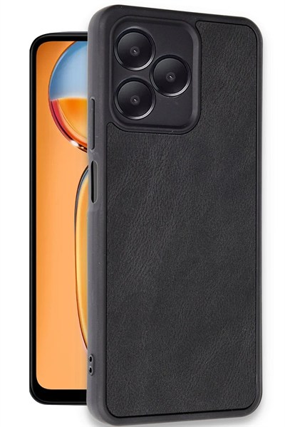 Mey İthalat®  Realme Note 50 4G Kılıf Aras Deri Kapak - Siyah