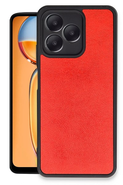Mey İthalat®  Realme Note 50 4G Kılıf Aras Deri Kapak - Kırmızı