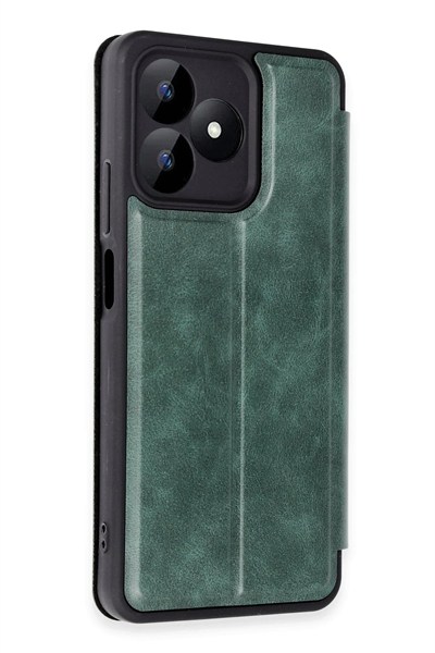 Mey İthalat®  Realme Note 50 4G Kılıf Flip Cover - Koyu Yeşil