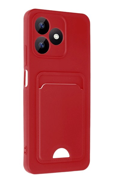 Mey İthalat®  Realme Note 50 4G Kılıf Kelvin Kartvizitli Silikon - Kırmızı