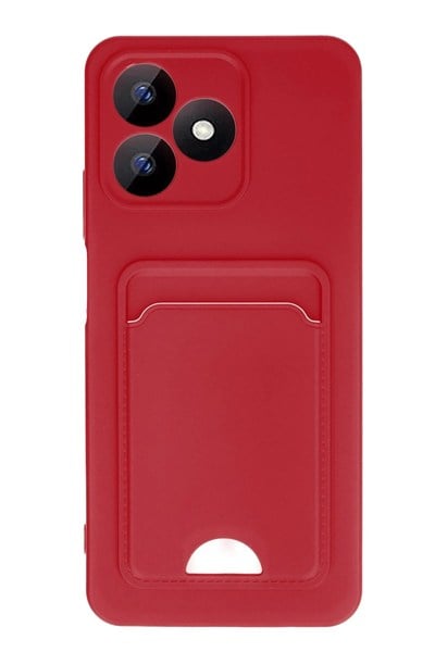 Mey İthalat®  Realme Note 50 4G Kılıf Kelvin Kartvizitli Silikon - Kırmızı