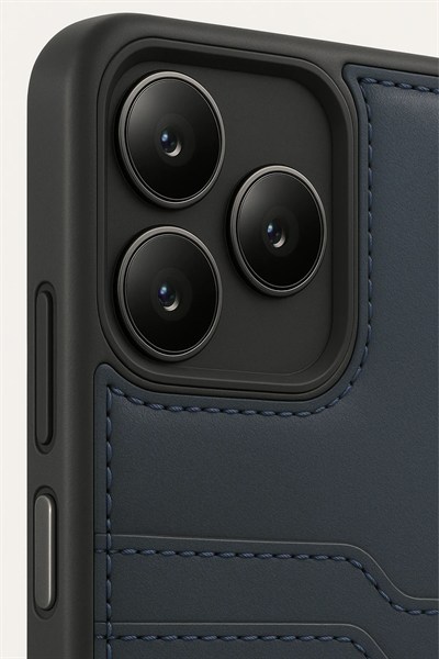 Mey İthalat®  Realme Note 50 4G Kılıf Sara Kartvizitli Deri Kılıf - Lacivert