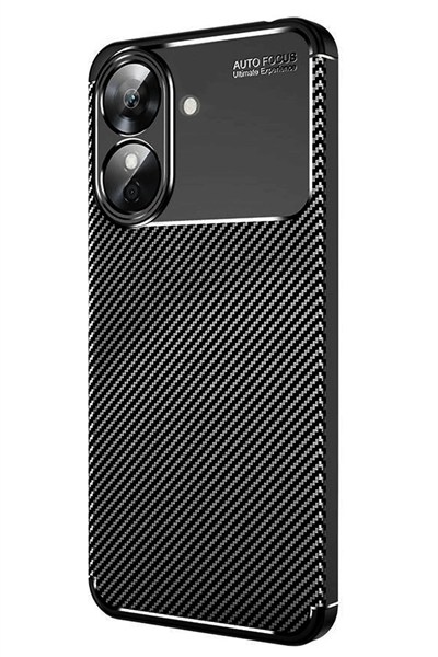 Mey İthalat®  Realme Note 60 Kılıf Auto Focus Karbon Kapak - Siyah