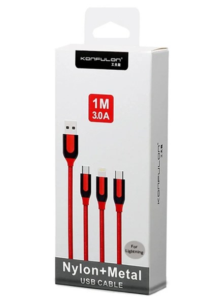 Mey İthalat®  S51 Lightning Kablo iphone Uyumlu 1M 3A - Kırmızı