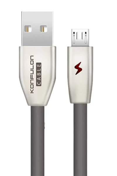 Mey İthalat®  S53 Led Işıklı Micro USB Kablo 1M 3A - Siyah