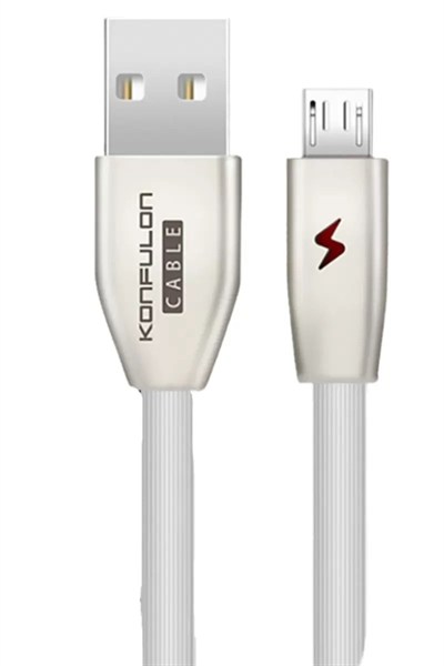 Mey İthalat®  S53 Led Işıklı Micro USB Kablo 1M 3A - Beyaz