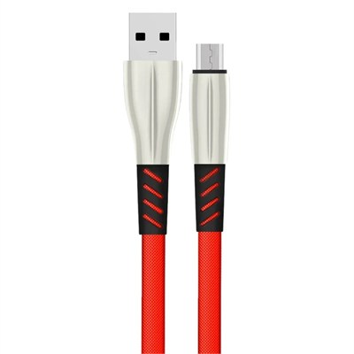 Mey İthalat®  S88 Metal Uçlu Micro USB Kablo 1M 2.4A - Kırmızı