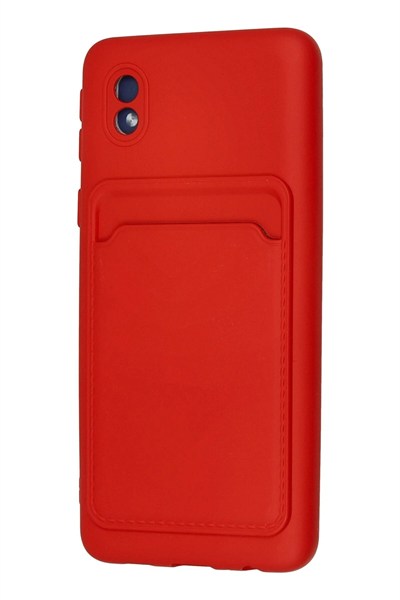 Mey İthalat®  Samsung Galaxy A01 Core Kılıf Kelvin Kartvizitli Silikon - Kırmızı
