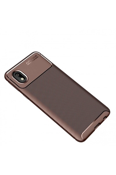 Mey İthalat®  Samsung Galaxy A01 Core Kılıf Auto Focus Karbon Kapak - Kahverengi