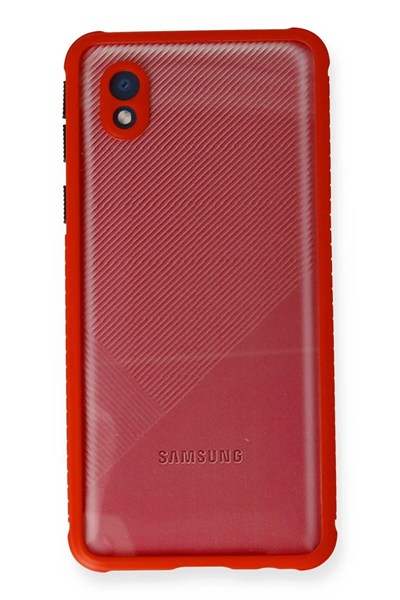 Mey İthalat®  Samsung Galaxy A01 Core Kılıf Miami Şeffaf Silikon - Kırmızı