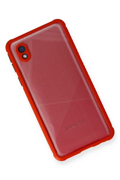 Mey İthalat®  Samsung Galaxy A01 Core Kılıf Miami Şeffaf Silikon - Kırmızı