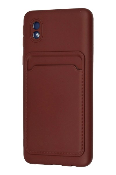 Mey İthalat®  Samsung Galaxy A01 Core Kılıf Kelvin Kartvizitli Silikon - Bordo
