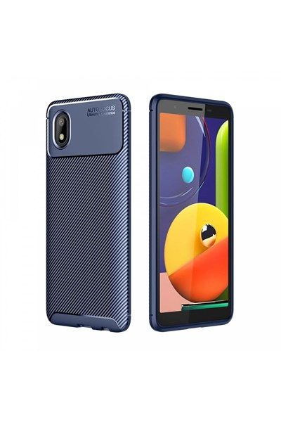 Mey İthalat®  Samsung Galaxy A01 Core Kılıf Auto Focus Karbon Kapak - Lacivert