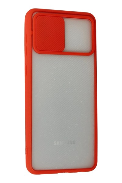 Mey İthalat®  Samsung Galaxy A02 Kılıf Palm Buzlu Kamera Sürgülü Silikon - Kırmızı