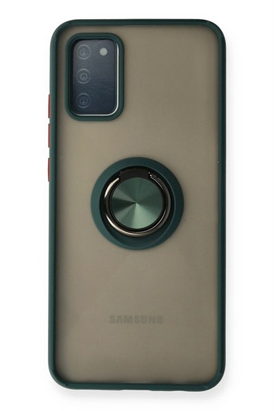 Mey İthalat®  Samsung Galaxy A02S Kılıf Montreal Yüzüklü Silikon Kapak - Yeşil