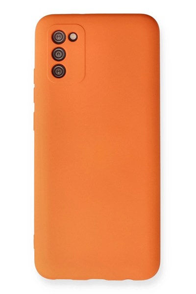 Mey İthalat®  Samsung Galaxy A02S Kılıf Nano içi Kadife Silikon - Turuncu