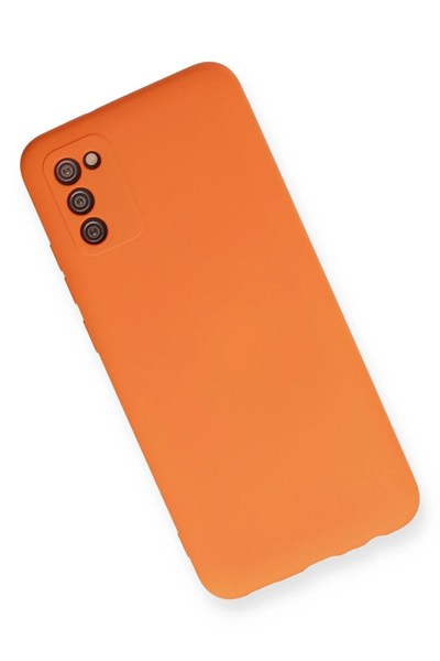 Mey İthalat®  Samsung Galaxy A02S Kılıf Nano içi Kadife Silikon - Turuncu