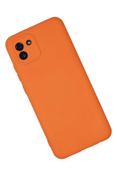 Mey İthalat®  Samsung Galaxy A03 Kılıf Nano içi Kadife Silikon - Turuncu