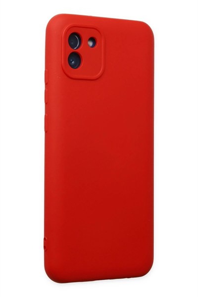 Mey İthalat®  Samsung Galaxy A03 Kılıf Nano içi Kadife Silikon - Kırmızı